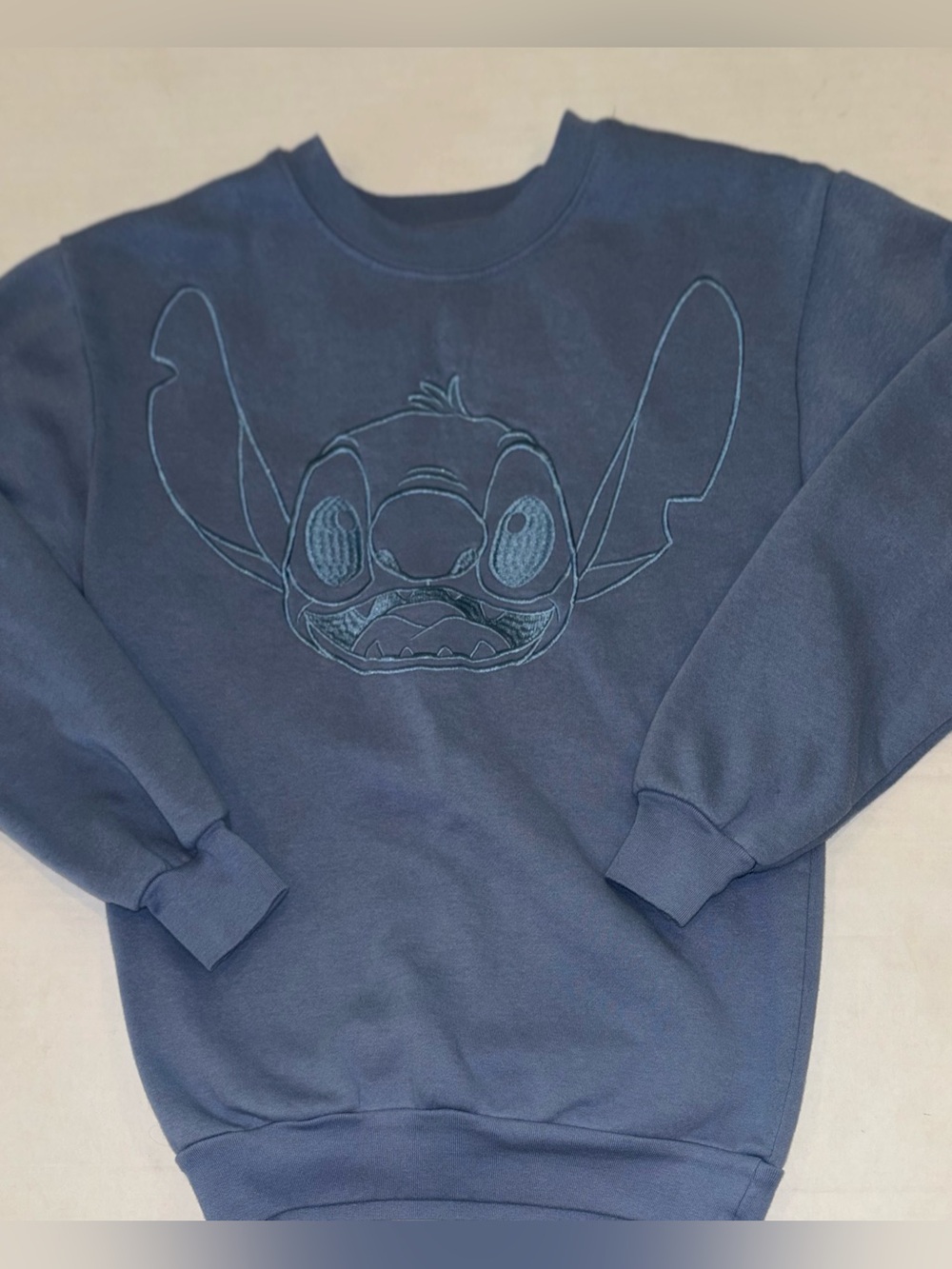 Women's Blue Crewneck Sweatshirt with Stitch Graphic